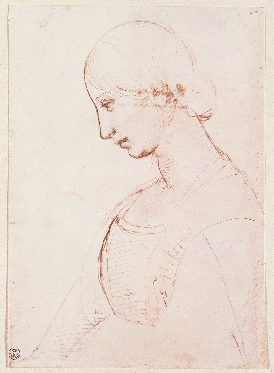 Porträtt av en ung kvinna (penna och bläck) av Raffaello Sanzio Raphael