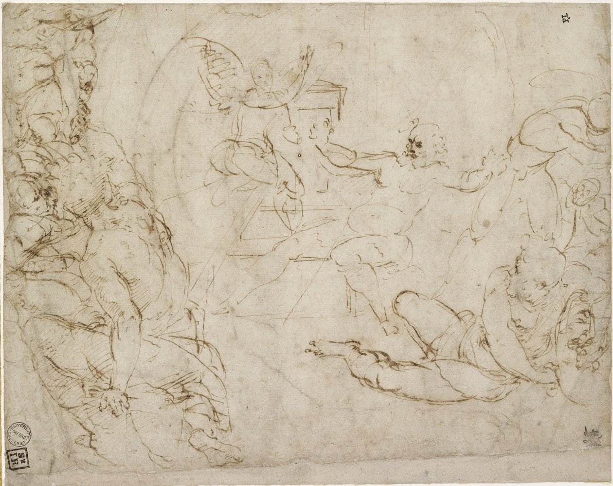 Recto: Design för den nedre delen av en sammansättning av uppståndelsen, WA1846.199 av Raffaello Sanzio Raphael