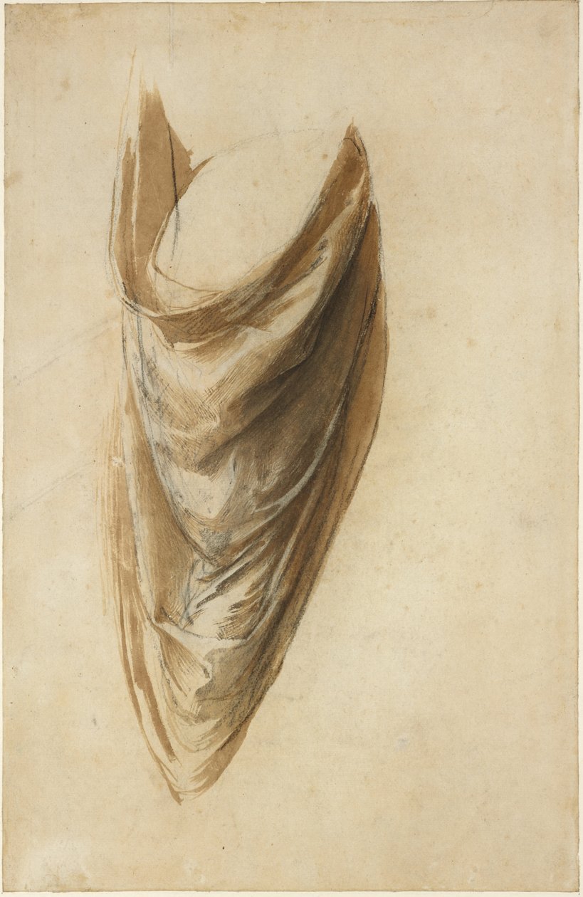 Recto: Studie av draperi för en stående figur av Raffaello Sanzio Raphael
