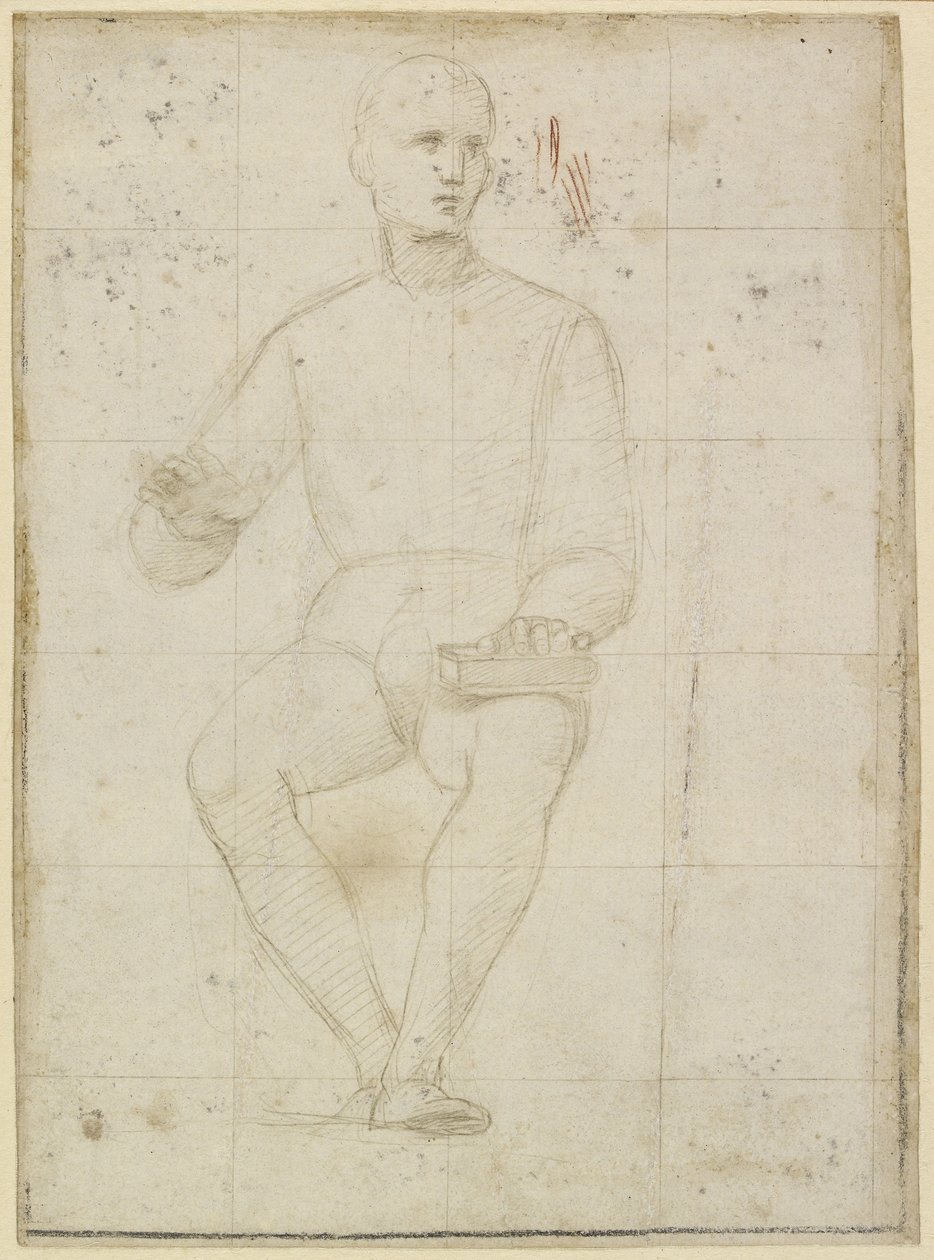 Recto: Studie av en sittande man, WA1846.174 av Raffaello Sanzio Raphael