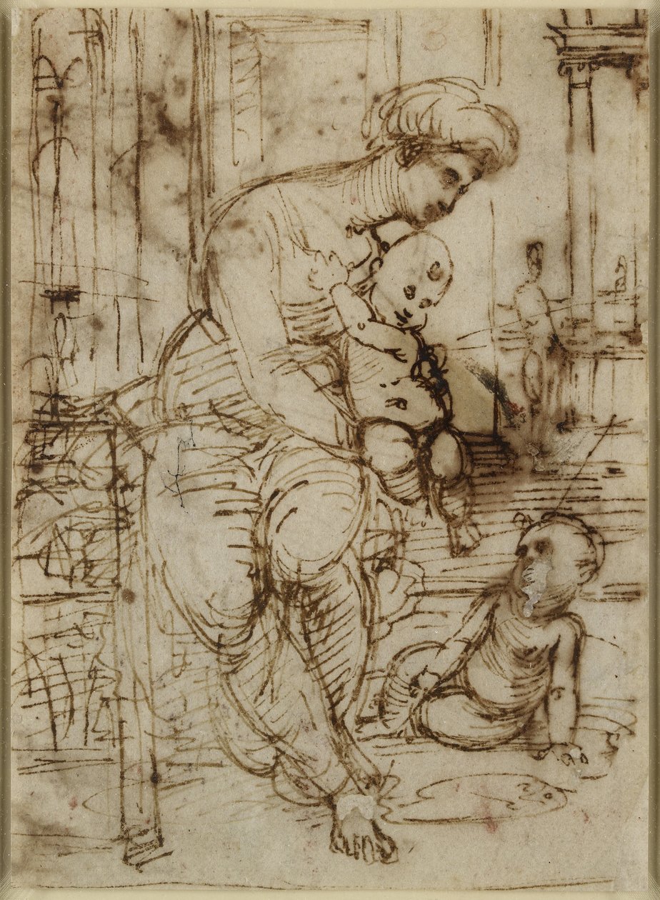 Recto: The Virgin and Child och St John, WA1846.162 av Raffaello Sanzio Raphael