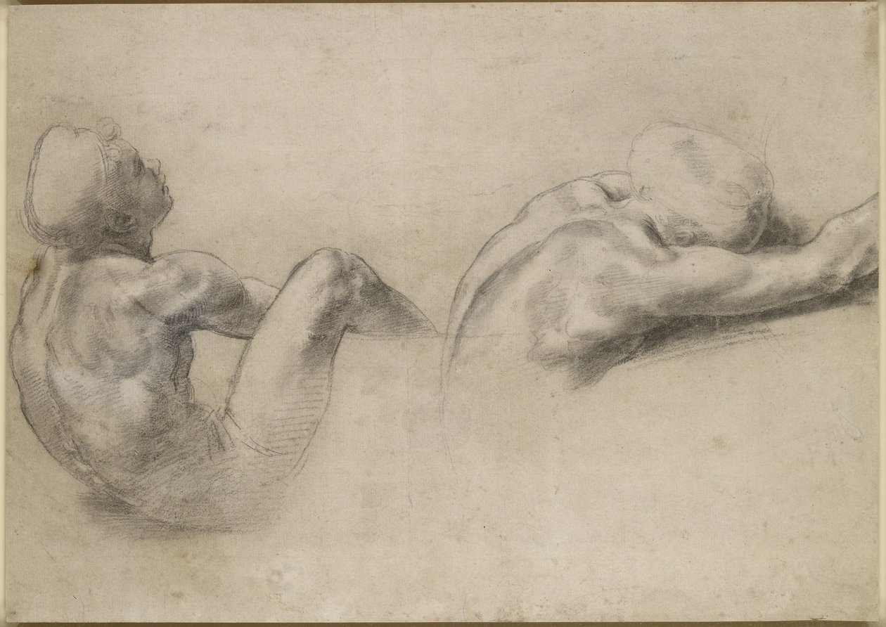 Recto: Två nakenstudier, WA1846.210 av Raffaello Sanzio Raphael