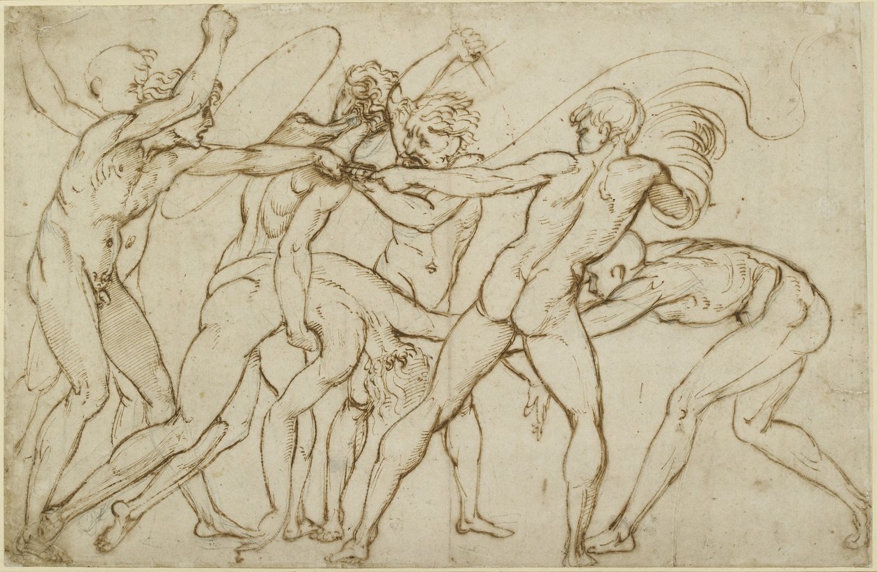 Sju nakna krigare kämpar för en standard, WA1846.178 av Raffaello Sanzio Raphael