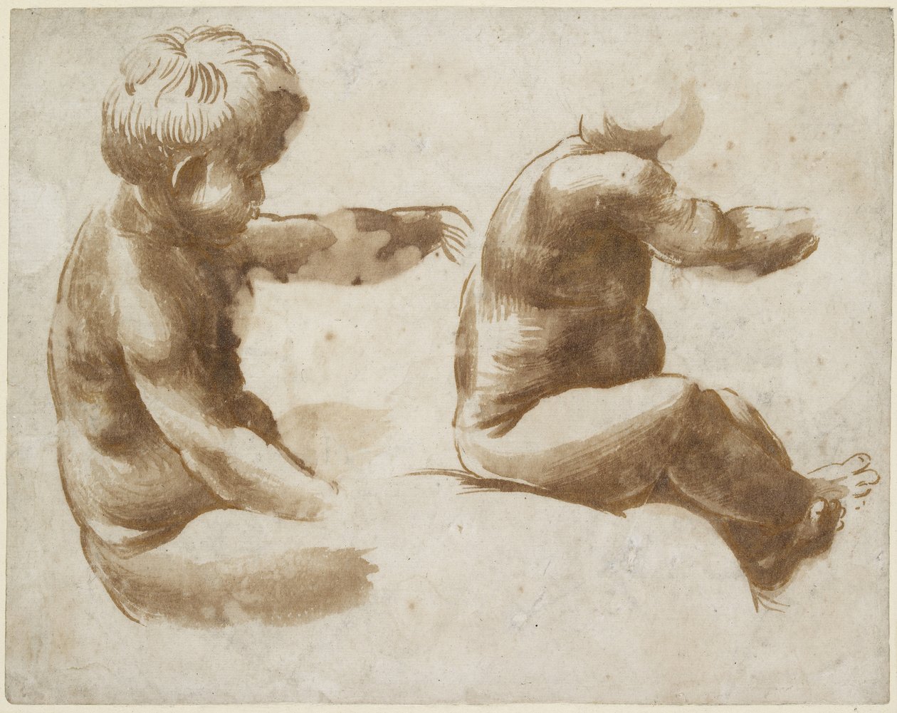 Två livsstudier av ett nakent barn, WA1846.213 av Raffaello Sanzio Raphael