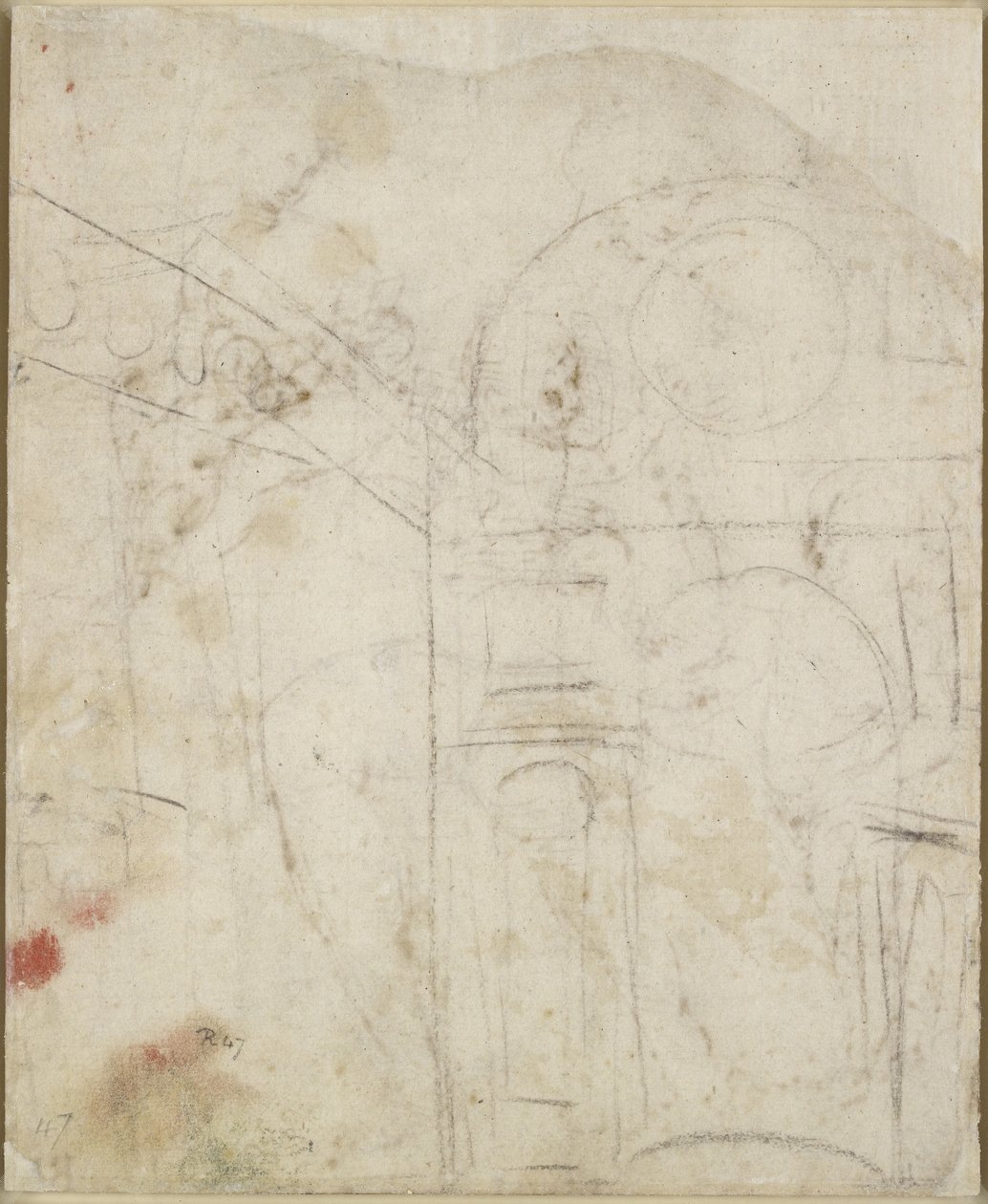 Verso: Arkitektonisk detalj av en nisch, WA1846.159 av Raffaello Sanzio Raphael