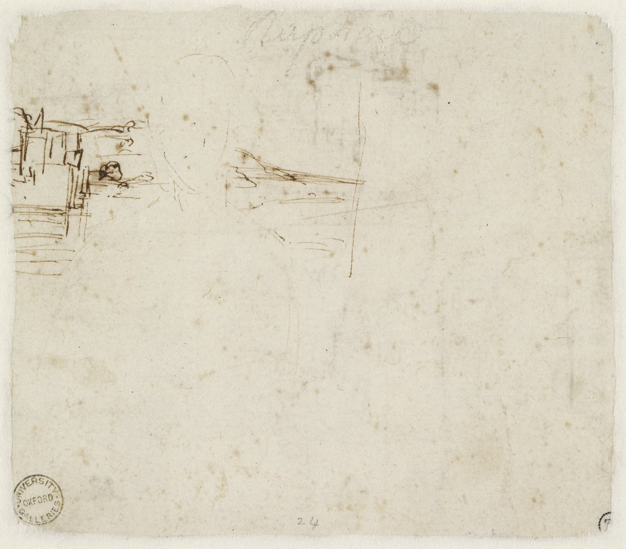 Verso: Landskapsskiss med en kort studie av Jungfru Marias huvud vänt åt vänster, WA1846.152b av Raffaello Sanzio Raphael