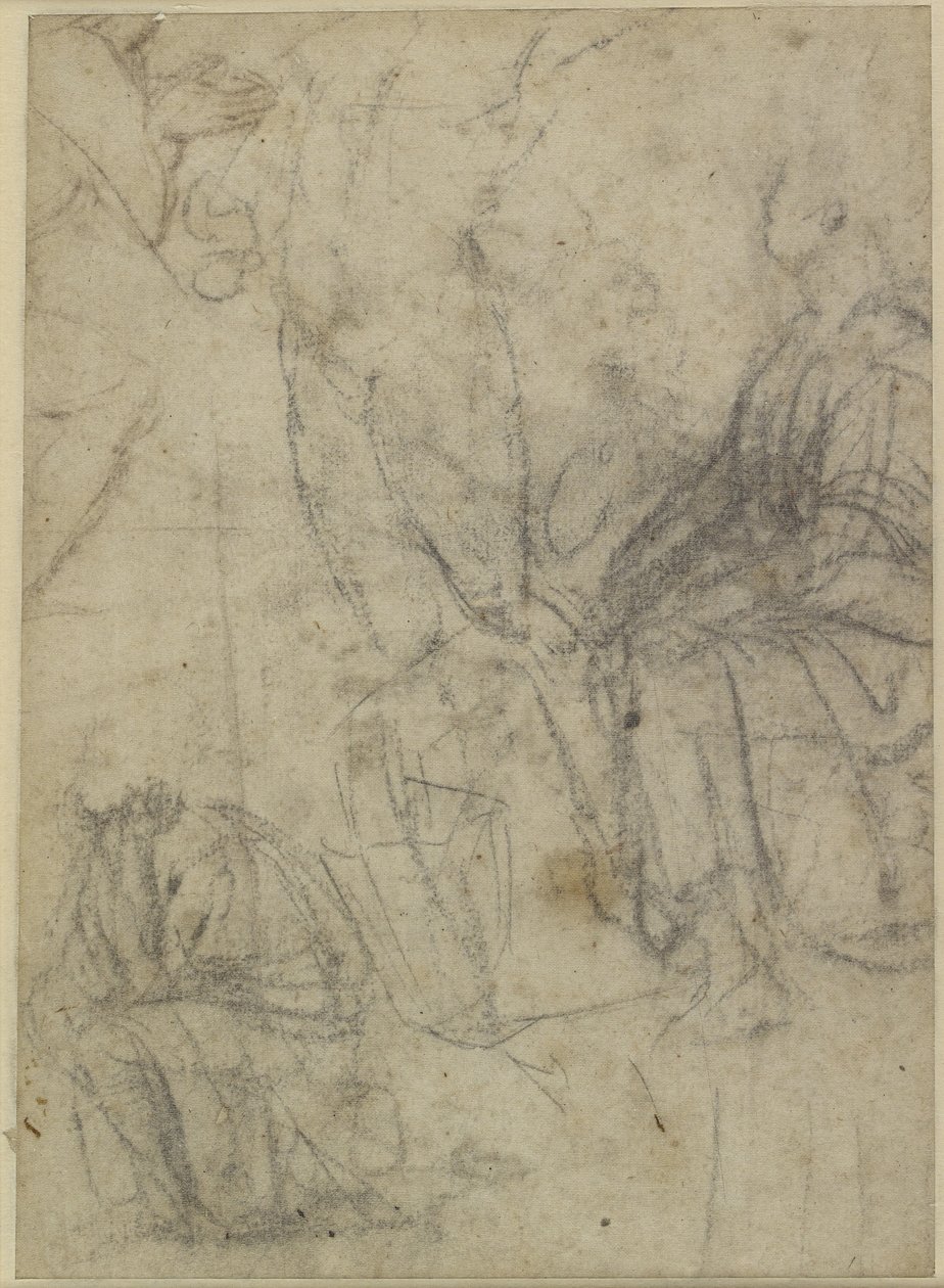 Verso: Grova skisser av knästående figurer, WA1846.174 av Raffaello Sanzio Raphael