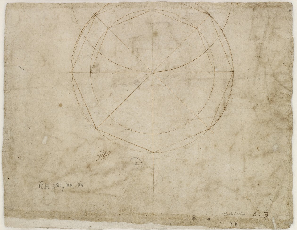 Verso: Sfärisk geometrisk design, WA1846.199 av Raffaello Sanzio Raphael