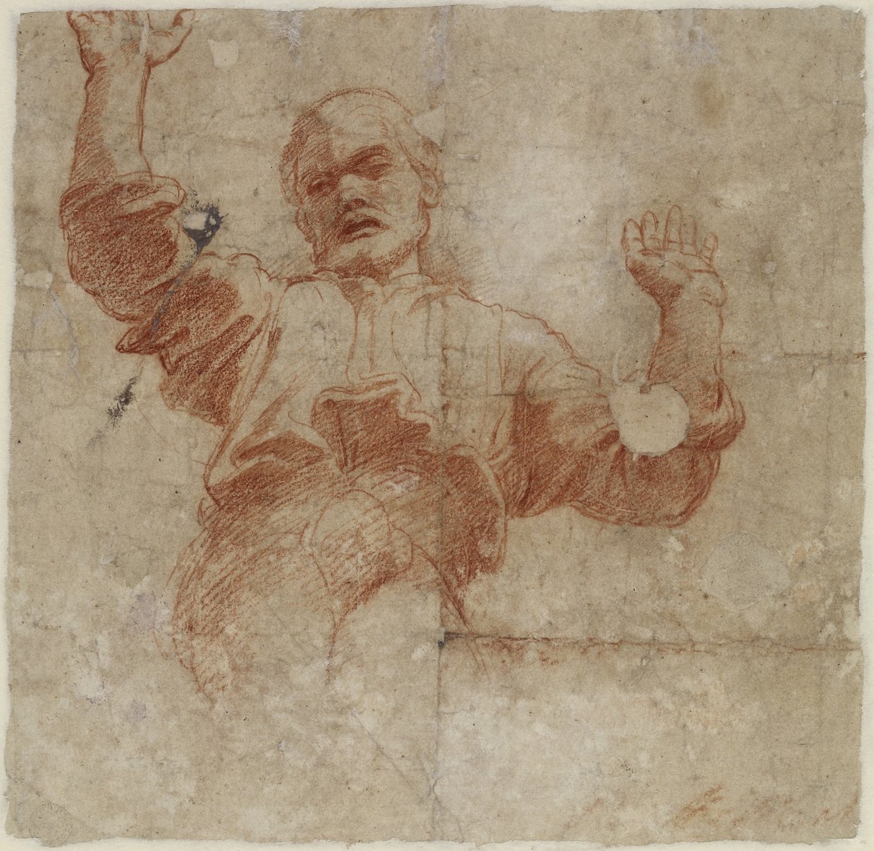 Verso: Study for a Figure of the Almighty, WA1846.207 av Raffaello Sanzio Raphael