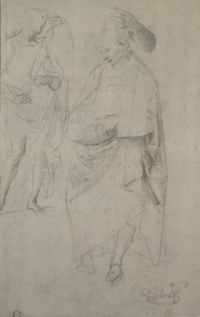 Verso: Studie av en ängel och en stående man, WA1846.148 av Raffaello Sanzio Raphael