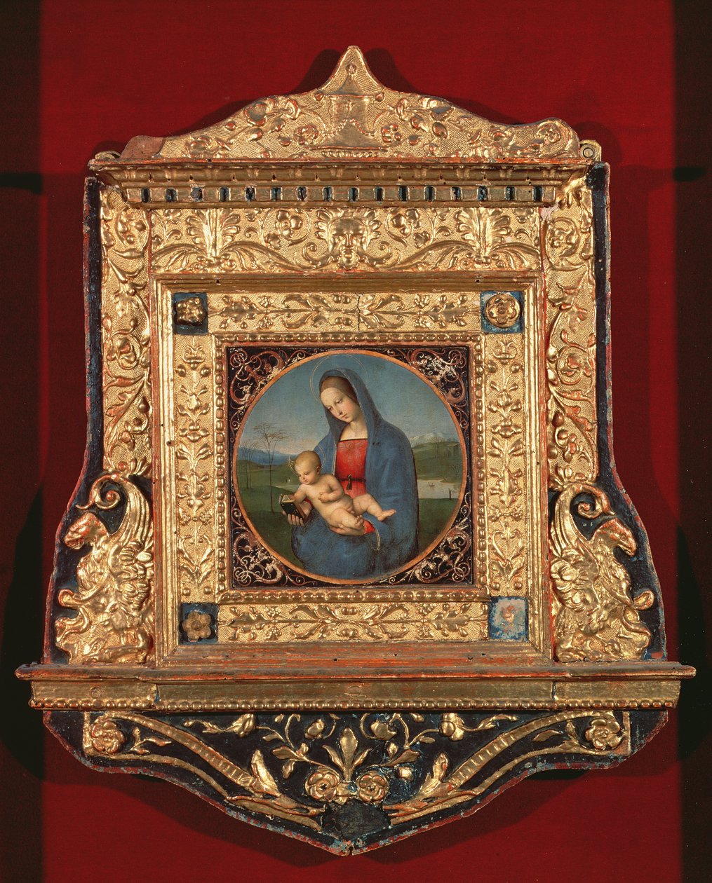 Virgin and Child, även kallad Madonna Conestabile (med ram), c.1502-4, (olja på trä) av Raffaello Sanzio Raphael