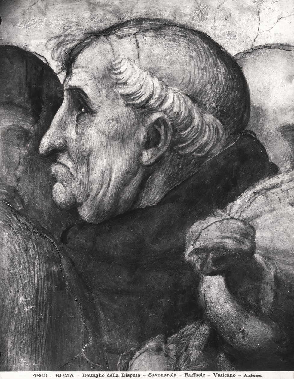 Porträtt av Savonarola (1452-98) från La Disputa i Stanza della Segnatura, 1508-11 av Raffaello Sanzio Raphael
