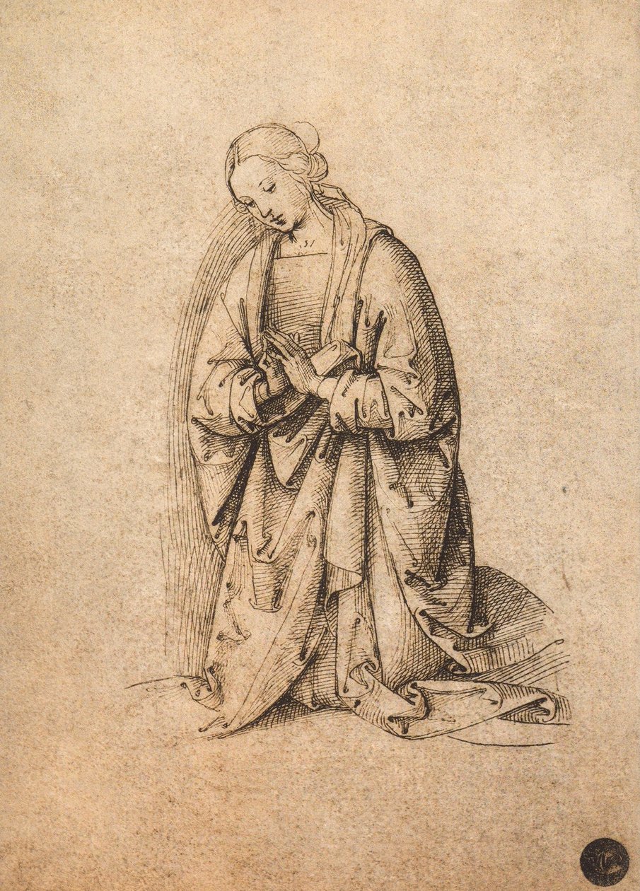 Adoring Virgin; teckning av Raphael, Gallerie dellAccademia, Venedig av Raffaello Sanzio Raphael