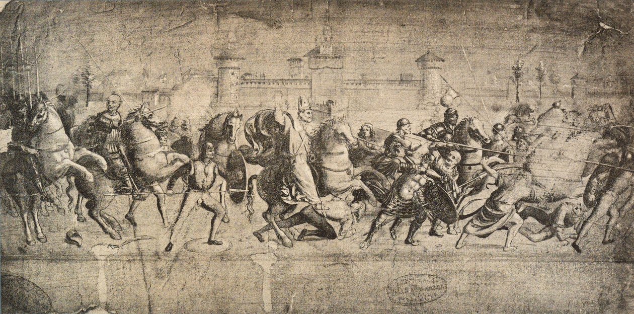 Kavaljerer i strid; teckning av Raphael. Gallerie dellAccademia, Venedig av Raffaello Sanzio Raphael