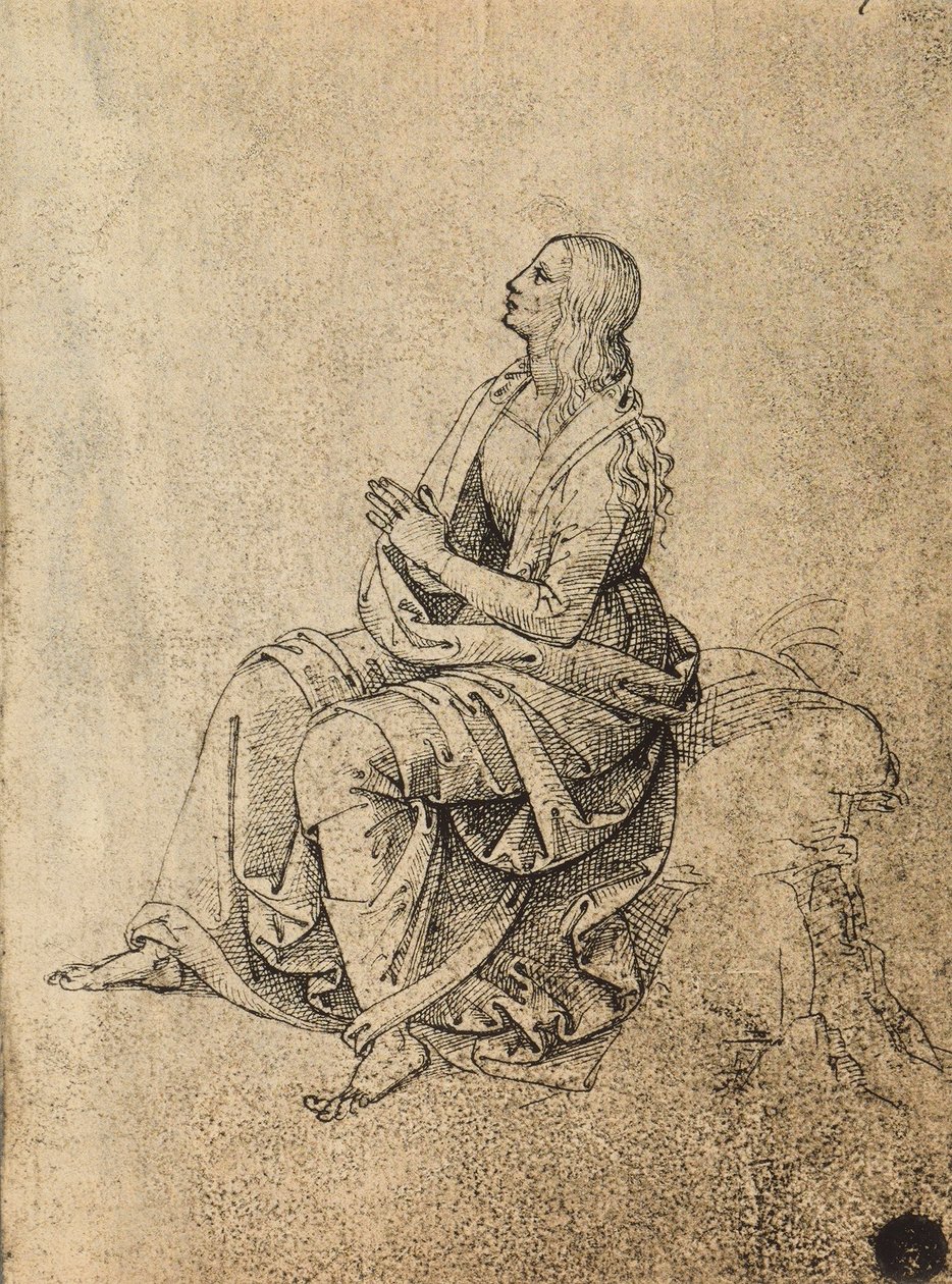 Kvinnlig figur som ber; teckning av Raphael. Gallerie dellAccademia, Venedig av Raffaello Sanzio Raphael