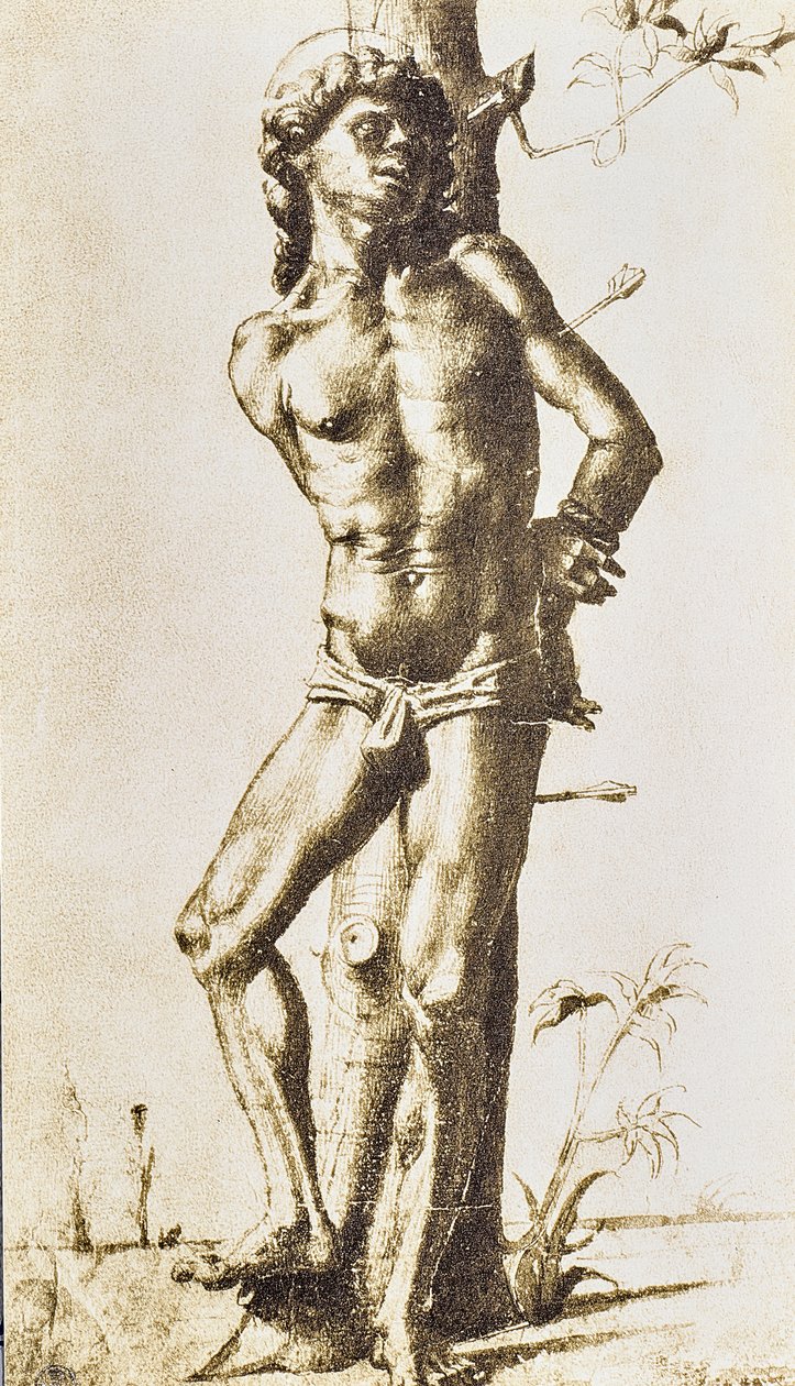 Helgonfigur, teckning av Raffaello Sanzio. Cabinet of Drawings and Prints, Uffizi Gallery, Florens av Raffaello Sanzio Raphael