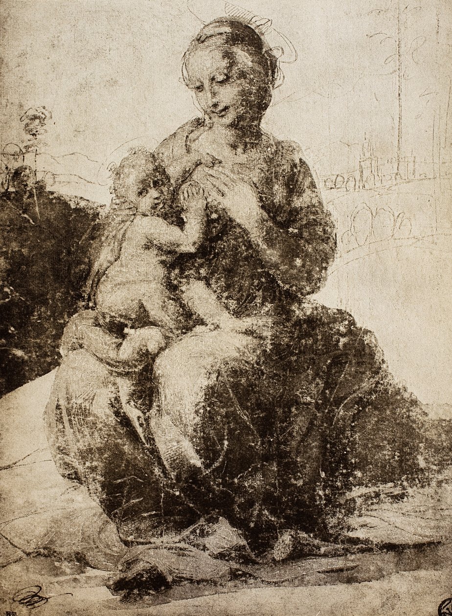 Madonna och barn; teckning av Raphael. Louvren, Paris av Raffaello Sanzio Raphael