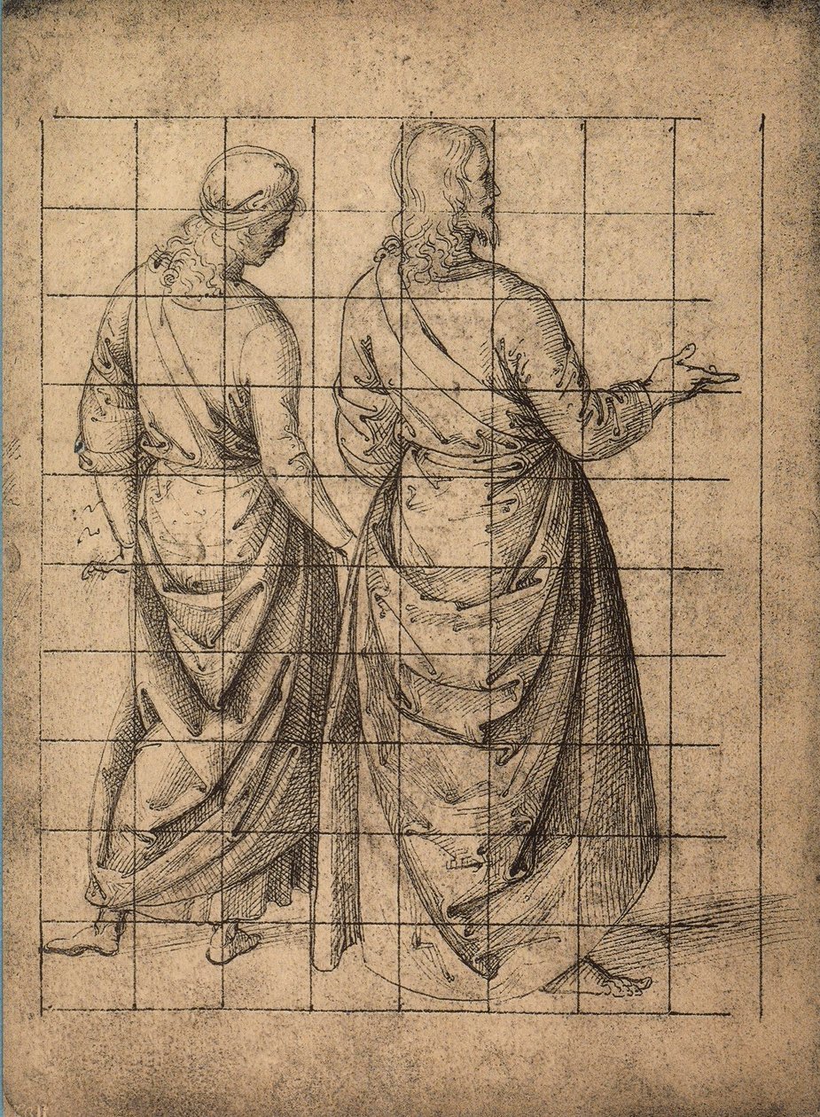 Mansfigurer, bakifrån; teckning av Raphael. Gallerie dellAccademia, Venedig av Raffaello Sanzio Raphael