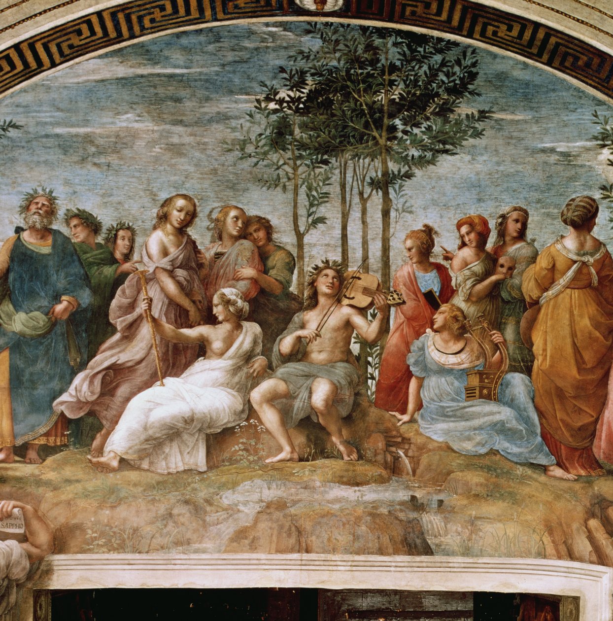 Parnassus, fra Stanza della Segnatura, 1510-11 swed av Raffaello Sanzio Raphael