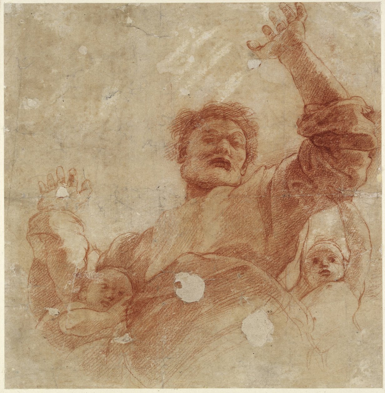 Recto: Study for a Figure of the Almighty, WA1846.207 (röd krita över blind stylus) av Raffaello Sanzio Raphael
