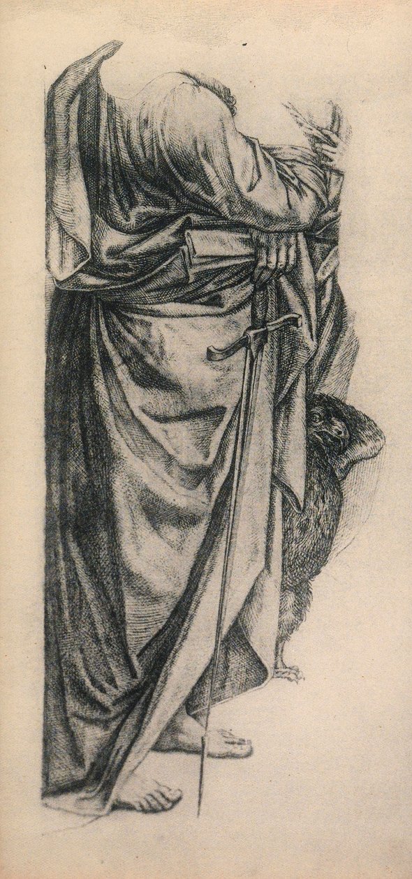 Studera för Saint Pauls mantel i pala di Bologna; teckning av Raphael. Gallerie dellAccademia, Venedig av Raffaello Sanzio Raphael