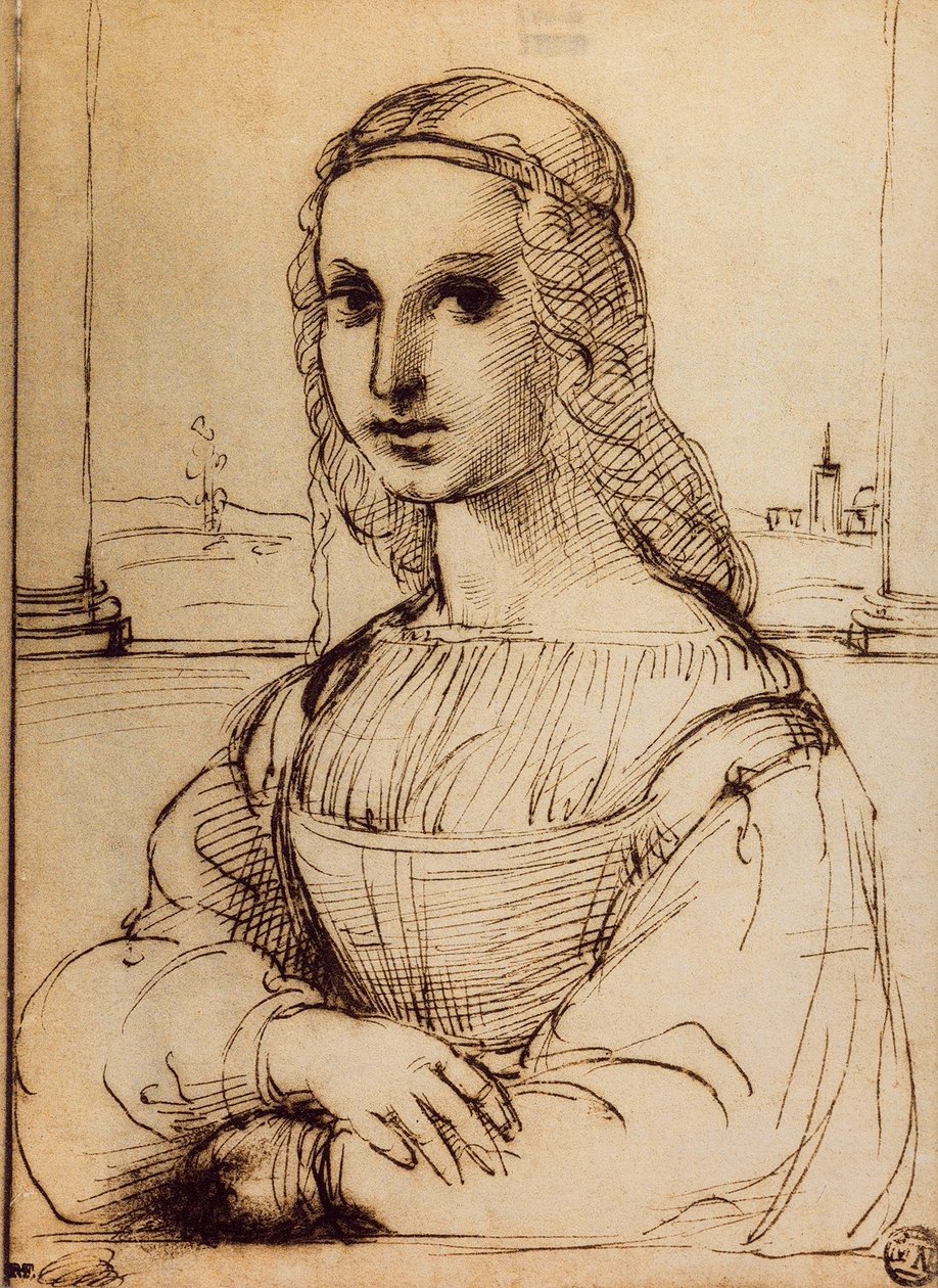 Studie till porträttet av Maddalena Doni; teckning av Rafael. Louvren, Paris av Raffaello Sanzio Raphael