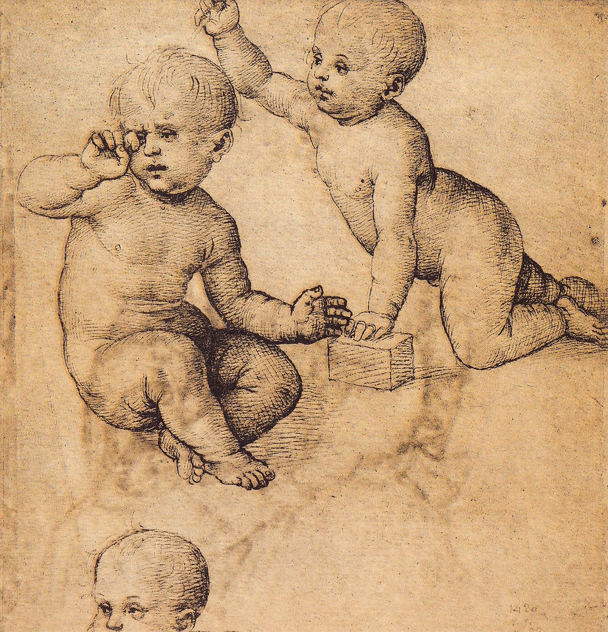 Studie av keruber; teckning av Raphael. Louvren, Paris av Raffaello Sanzio Raphael