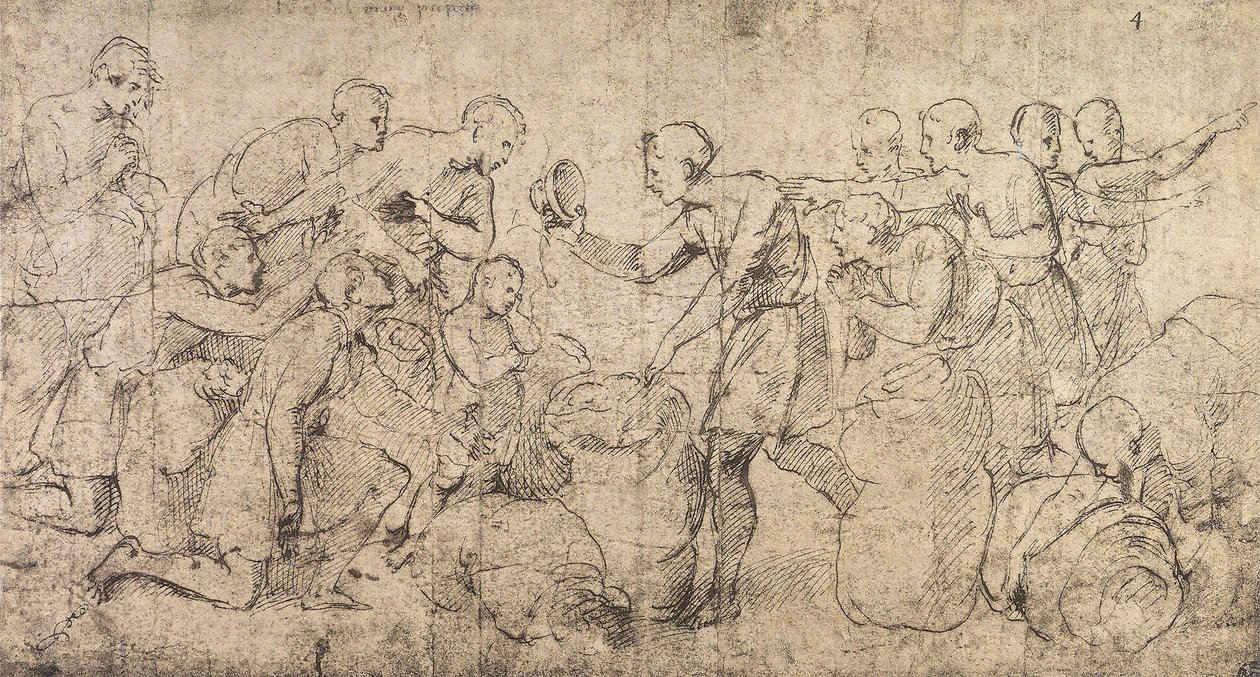 Josefs bägare som fanns i Benjamins säck; teckning av Raphael i Louvren i Paris av Raffaello Sanzio Raphael