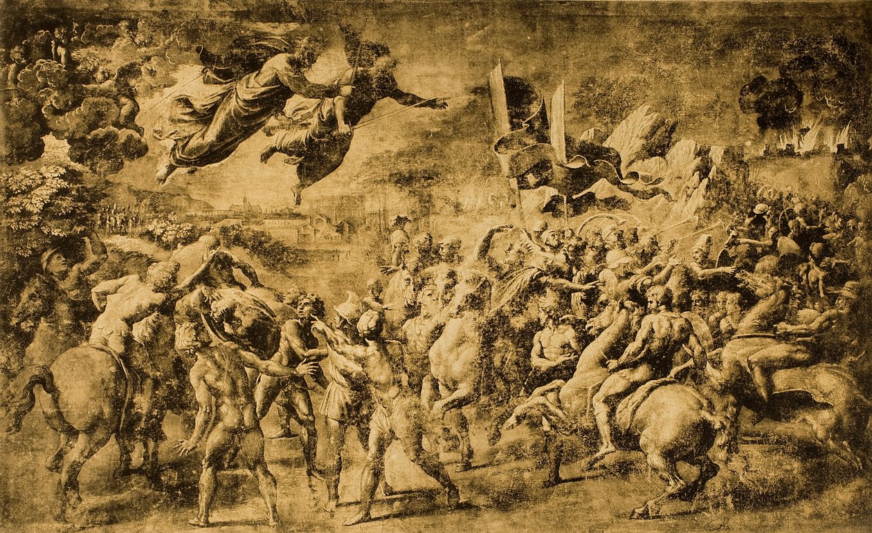 De heliga Petrus och Paulus visar sig för Attila; teckning av Raphael. Louvren, Paris av Raffaello Sanzio Raphael