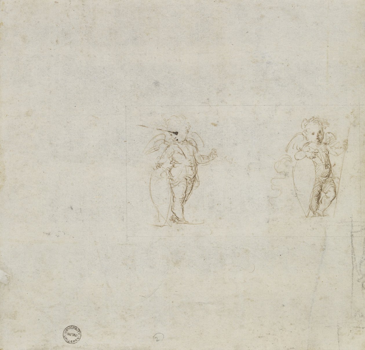 Verso: Two Studies of Amorini, WA1846.154 (penna och brunt bläck) av Raffaello Sanzio Raphael