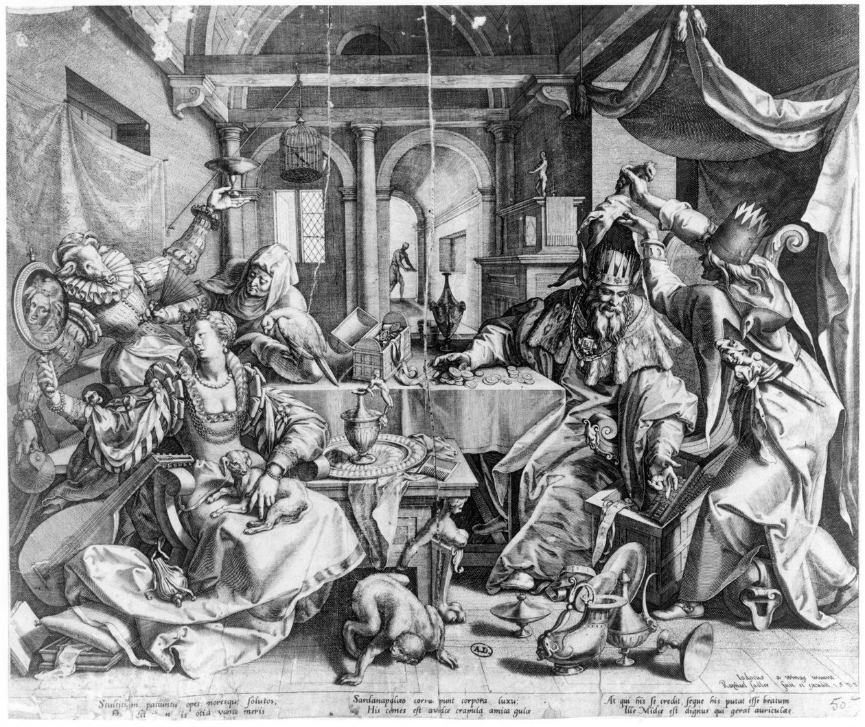 Narren och kungen, 1588 av Raphael I Sadeler