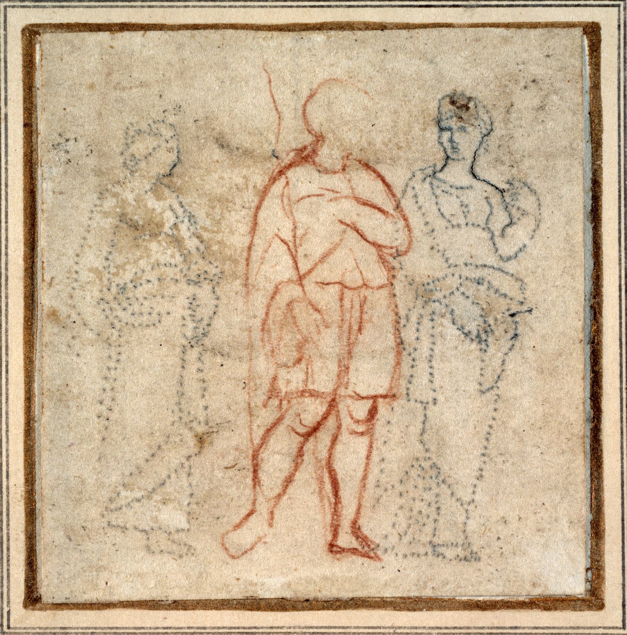 Aeneas eskorterad av Dido, studera för gränsscenen (tredje facket till vänster) av "Quos ego" av Raphael
