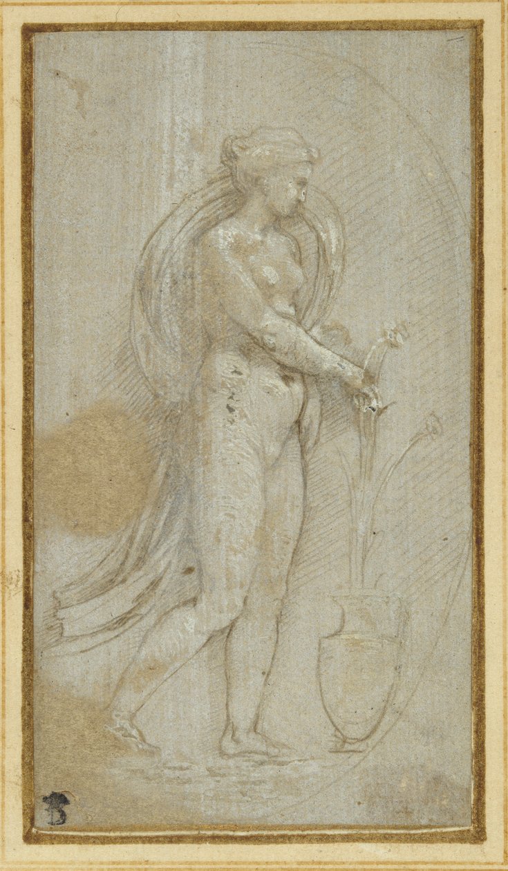 Allegory of Grammatica (metallspets & vit kroppsfärg på papper) av Raphael
