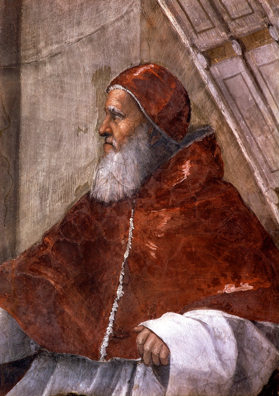 Detalj av Heliodorus rum i Vatikanen, föreställande påven Julius II av Raphael (1483 1520)