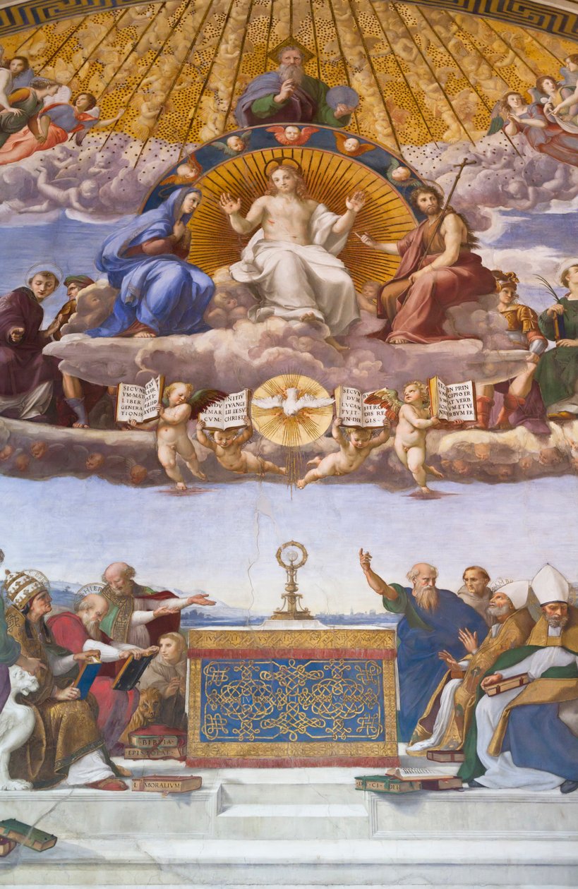 Disputation av det heliga sakramentet - fresk av Rafael av Raphael (1483 1520)