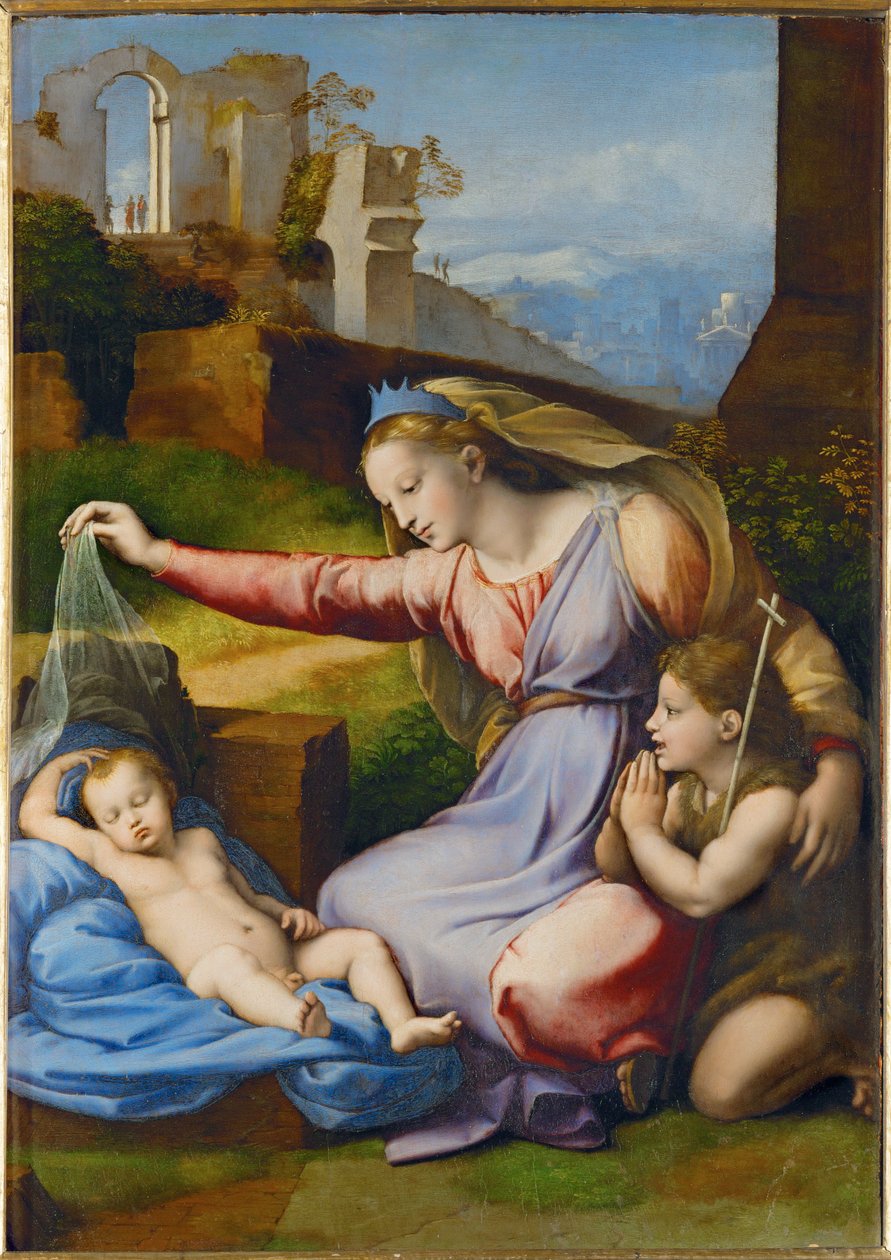 La Vierge au diademe bleu - Jungfrun med den blå kronan ... av Raphael (1483 1520)