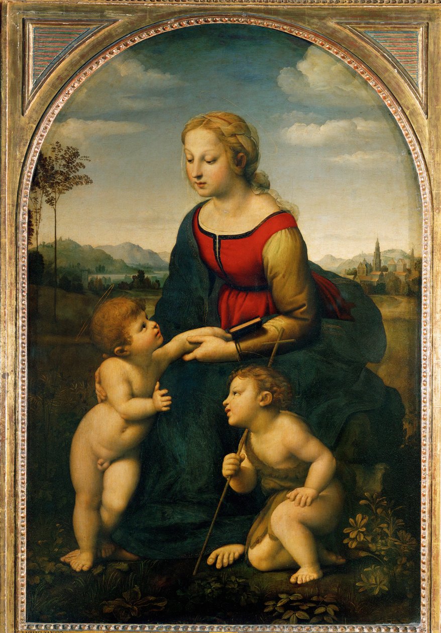 Jungfru Maria med barnet och den lille Johannes Döparen, sade... av Raphael (1483 1520)