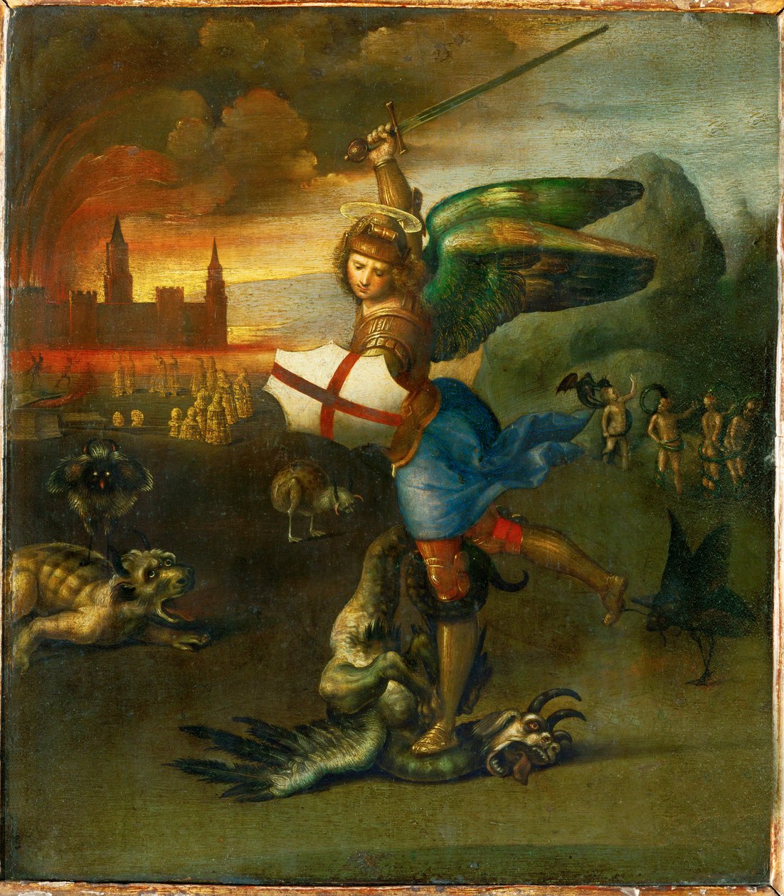 Sankt Mikael. Målad för Guidobaldo Montefeltre, hertig av Urbino... av Raphael (1483 1520)