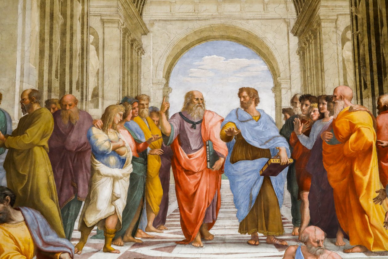 Atens skola, detalj. Platon och Aristoteles. 1509 (fresk) av Raphael