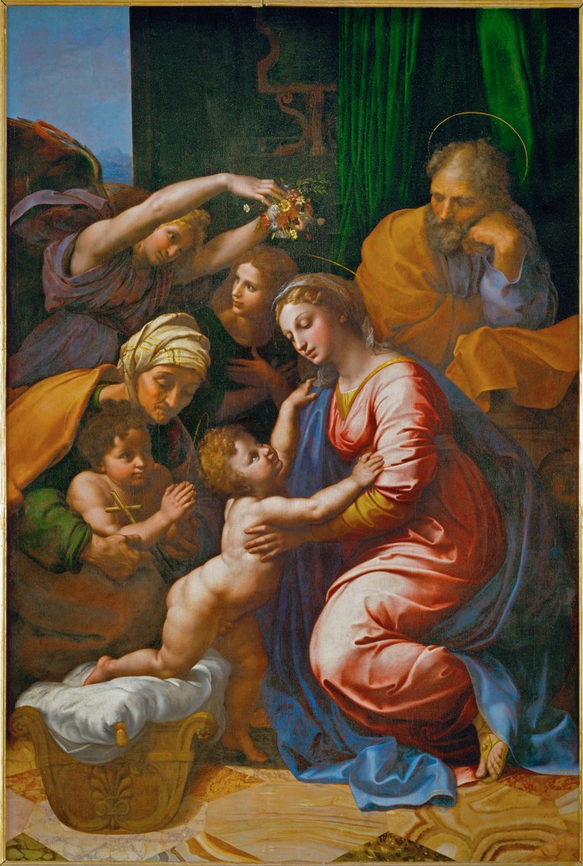 Den heliga familjen, kallad "La Grande Sainte Famille de Francois I" ... av Raphael (1483 1520)