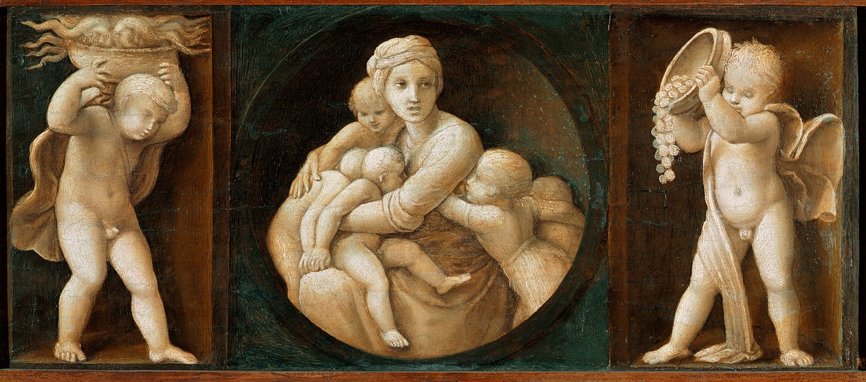 Välgörenhet, predella från Baglionis altartavla av Raphael (1483 1520)