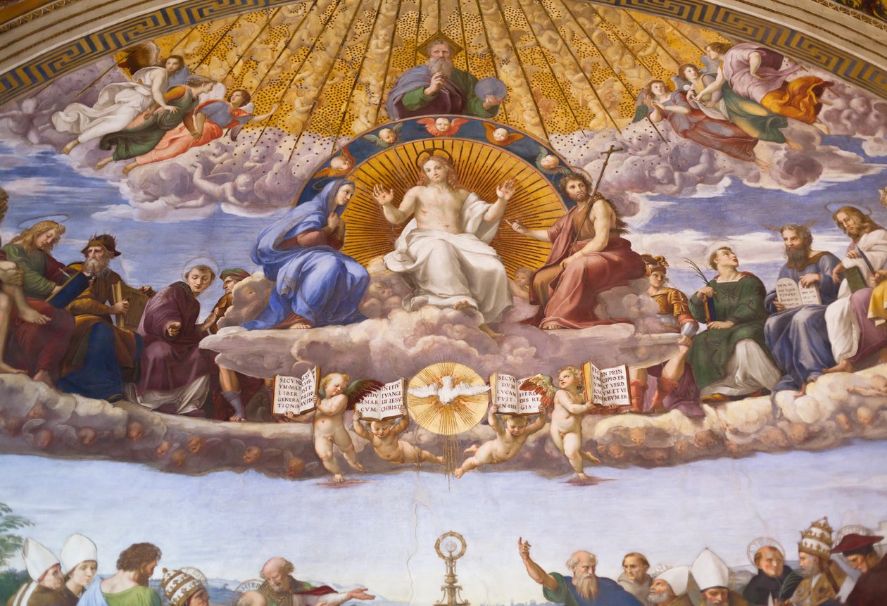 Detalj av disputationen om det heliga sakramentet, ca 1509-10 (fresk) av Raphael (1483 1520)