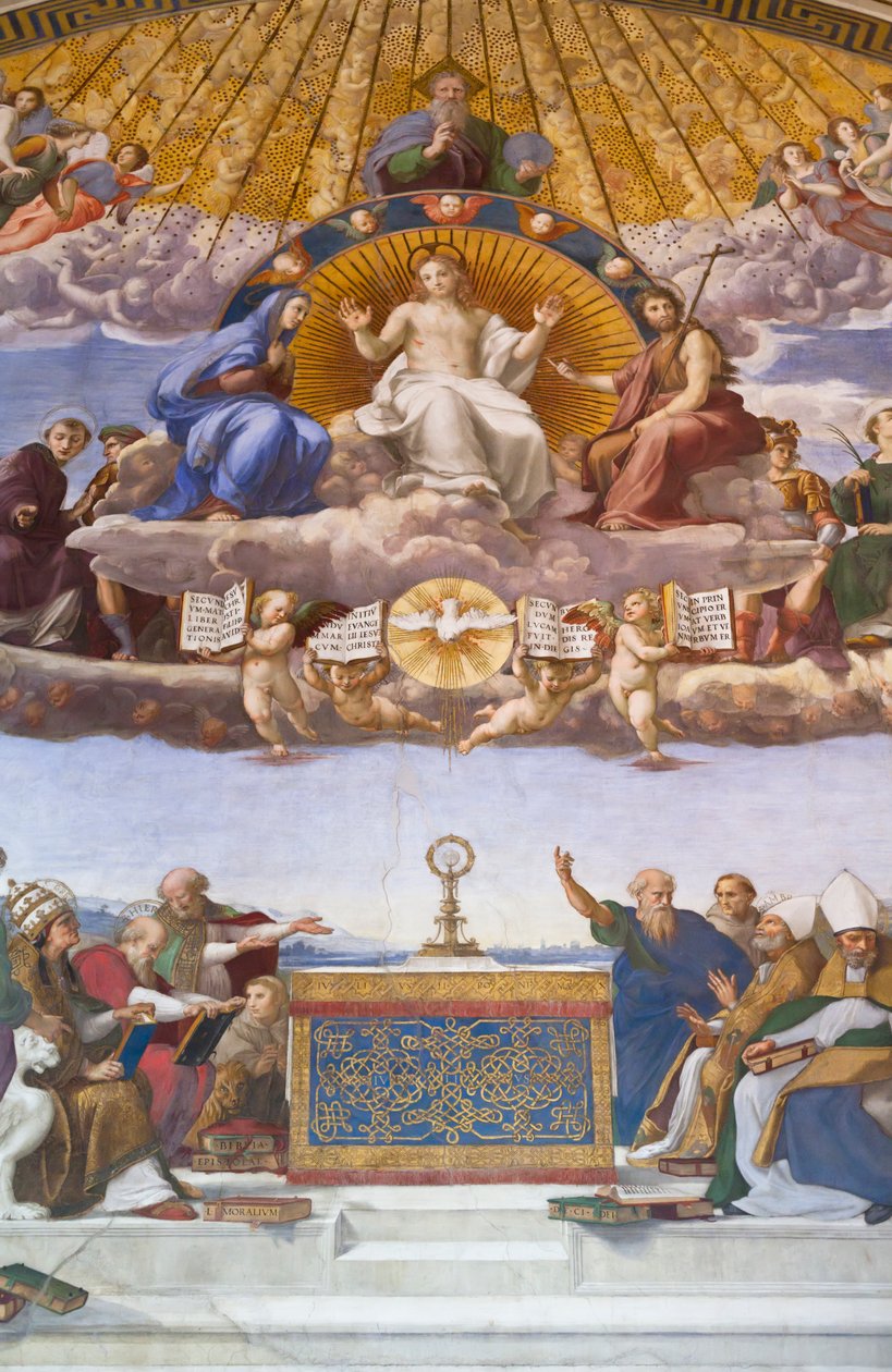 Detalj av disputationen av det heliga sakramentet, ca 1509-10 (fresk) av Raphael (1483 1520)