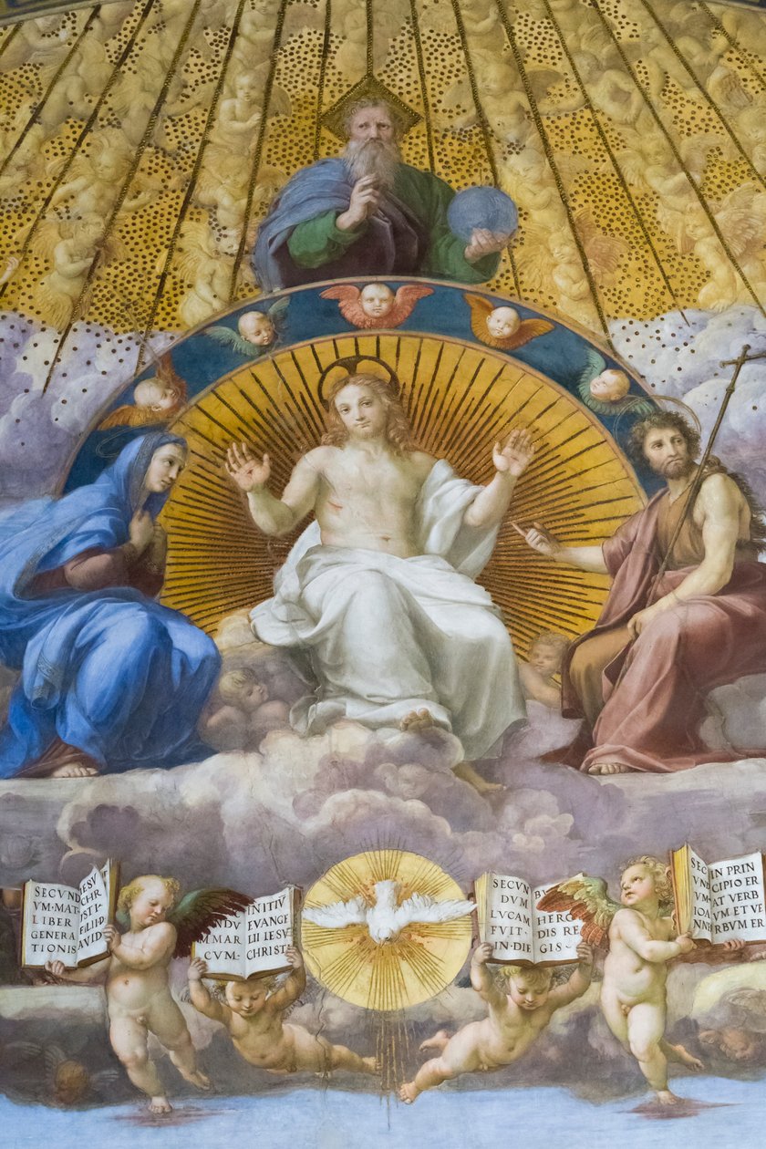 Disputation av det heliga sakramentet, detalj (fresk) av Raphael (1483 1520)