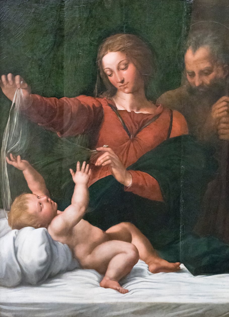 Helig familj, även känd som Madonna av folket, Madonna av Loreto eller Madonna av slöjan av Raphael (1483 1520)