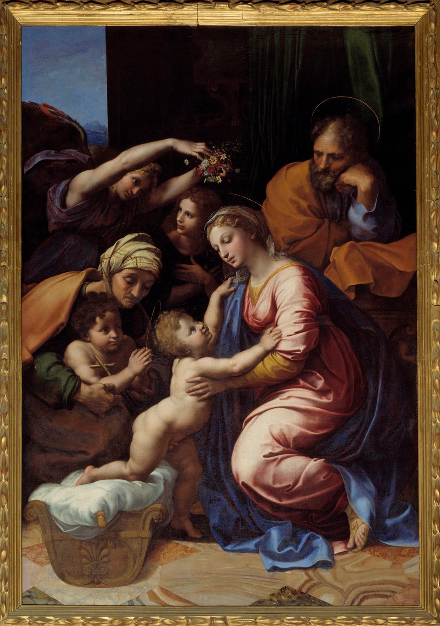 Den heliga familjen känd som La Grande Sainte Famille av Francois I Målning av Raphael (Raffaello Sanzio) (1483-1520) Sön. 2,07x1,4m av Raphael