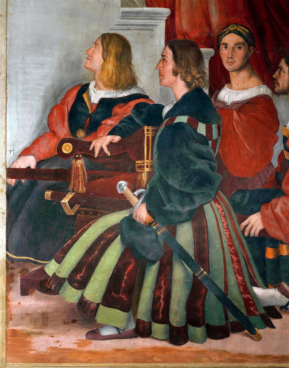 Påvliga bärare, detalj av mässan i Bolsena, Heliodorus rum av Raphael