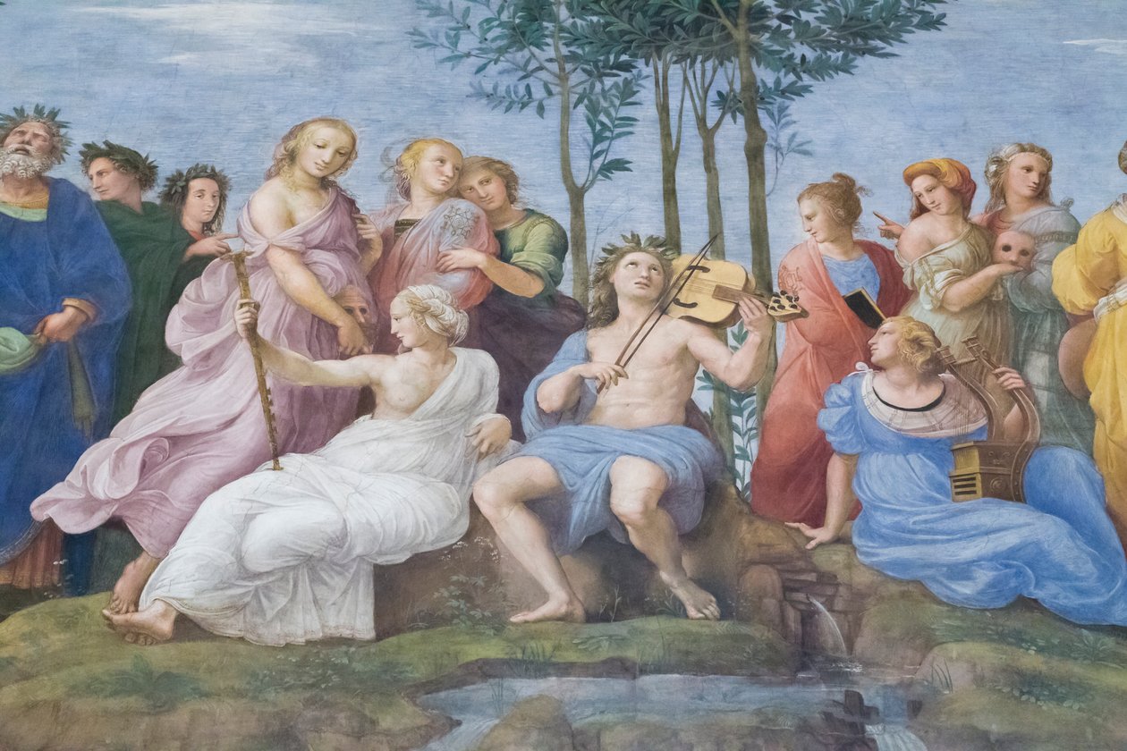 Parnassus, från Stanza della Segnatura av Raphael (1483 1520)