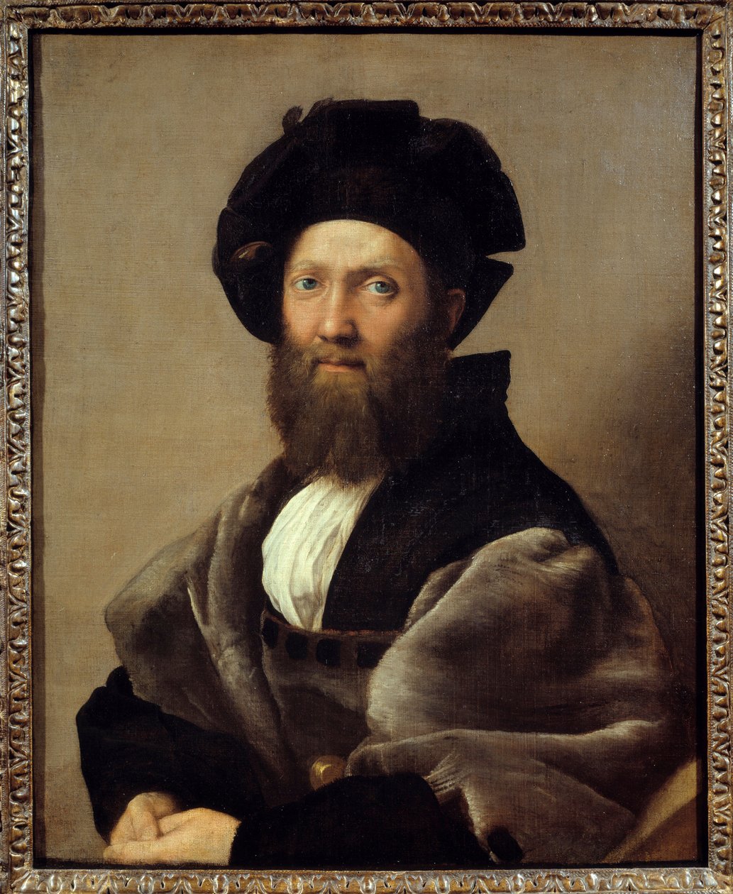 Porträtt av Balthazar (Baldassare) Castiglione (1478-1529) italiensk författare och diplomat. Målning av Raffaello Sanzio dit Raphael (1483-1520) av Raphael