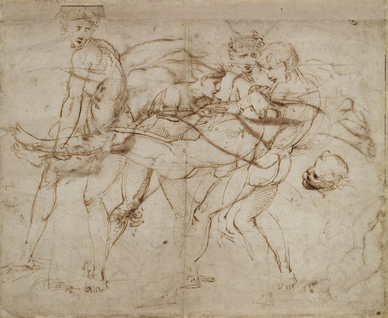 The Death of Adonis (penna och brunt bläck på benvitt papper) av Raphael